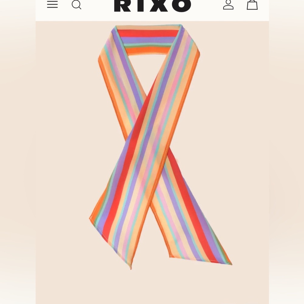 Rixo Silk Multicolor Striped Scarf